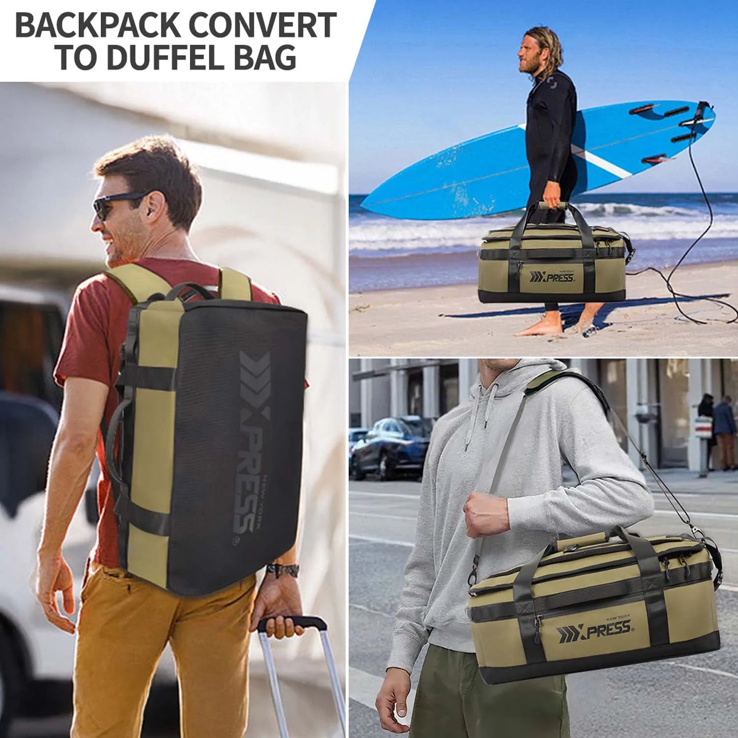 2in1 Travel Backpack Duffle Convertible Duffel Bag with Backpack Straps 40L Large Capacity Luggage Backpack Trip Sport Training