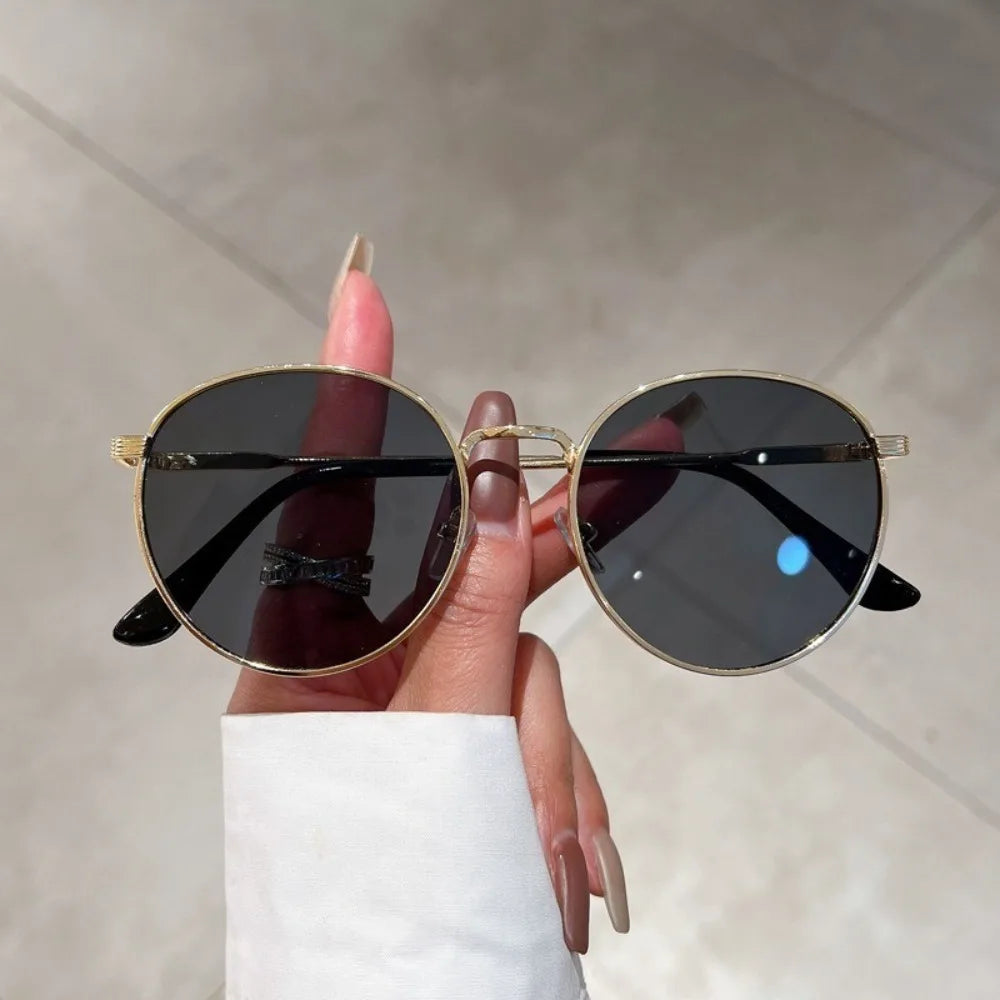 Women Men Sunglases Round Sun Glasses New Women's Metal Frame Fishing Glasses Eyewear UV400 Shades for Lady