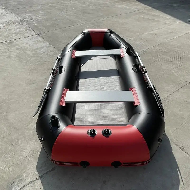 PVC Inflatable Fishing Boat for 4 Person, Rowing Kayak, 2.6m Canoe, Dinghy, Hovercraft, Air Deck Bottom