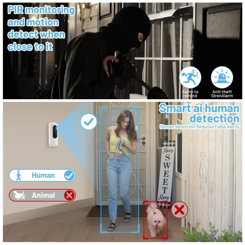 Smart WiFi Doorbell 1080P HD Wide Angle Camera Wireless Doorbell Motion Detection Video Doorbell Two Way Voice for Home Security