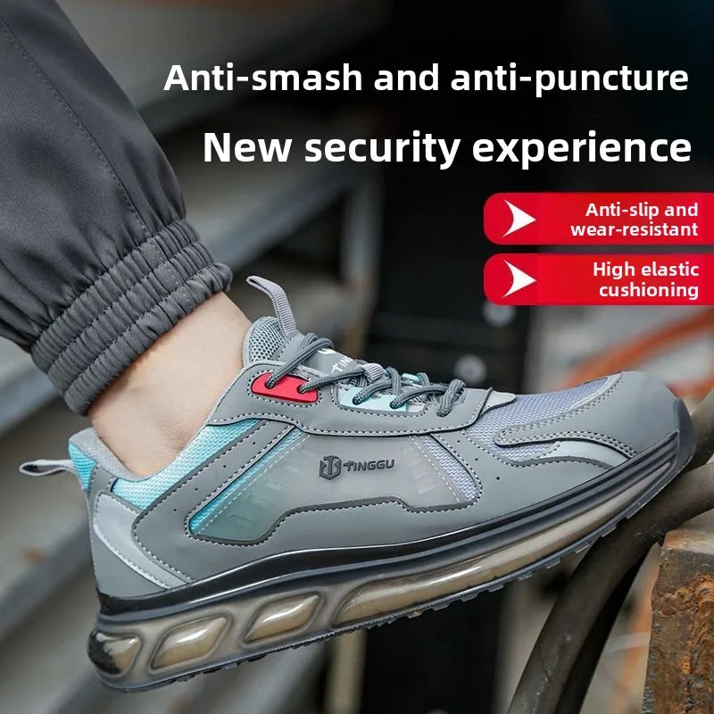 Men's Safety Shoes Steel Toe Soft Soled Women Male Sneakers Lightweight Air Cushion Working Footwears Protection Anti Smashing