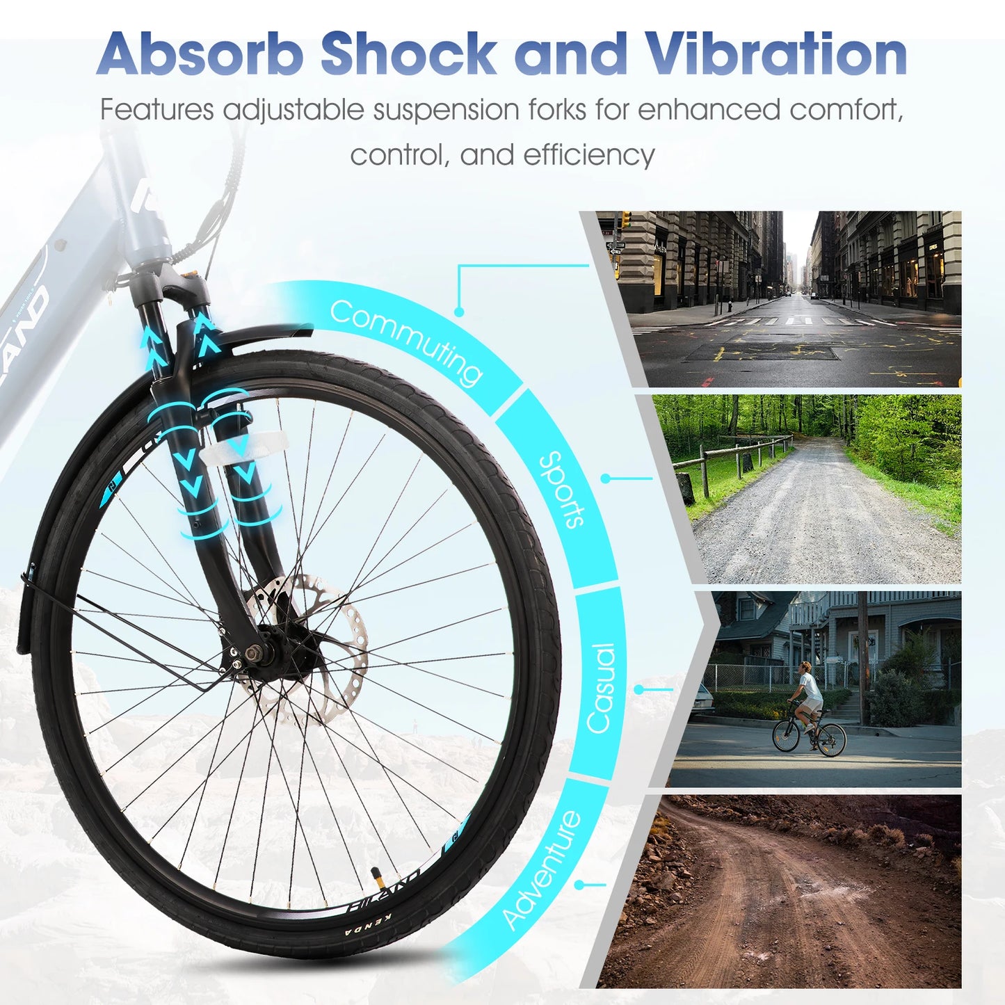 HILAND electric road bike, detachable lithium battery, commuting electric bike, Including shelves, 250W, with LCD display