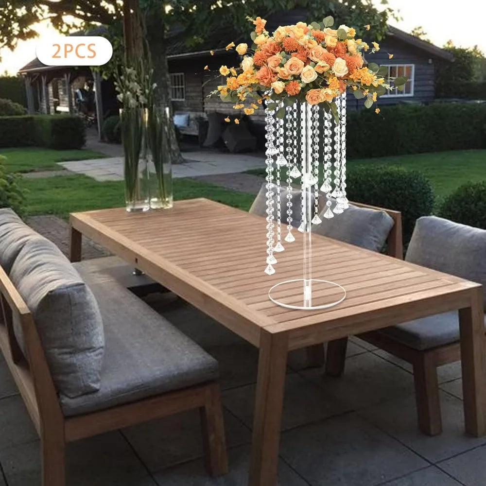 Wedding Centerpieces Clear Flower Vase 2 Pcs Crystal Flower Stand Acrylic Vase Elegant Wedding Decoration Centerpiece Stand