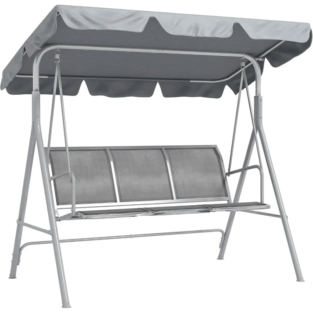 Garden Swing Chair, with Adjustable Tilting Canopy, Breathable Mesh Seat and Heavy Duty Metal Frame, Patio Swing Bench
