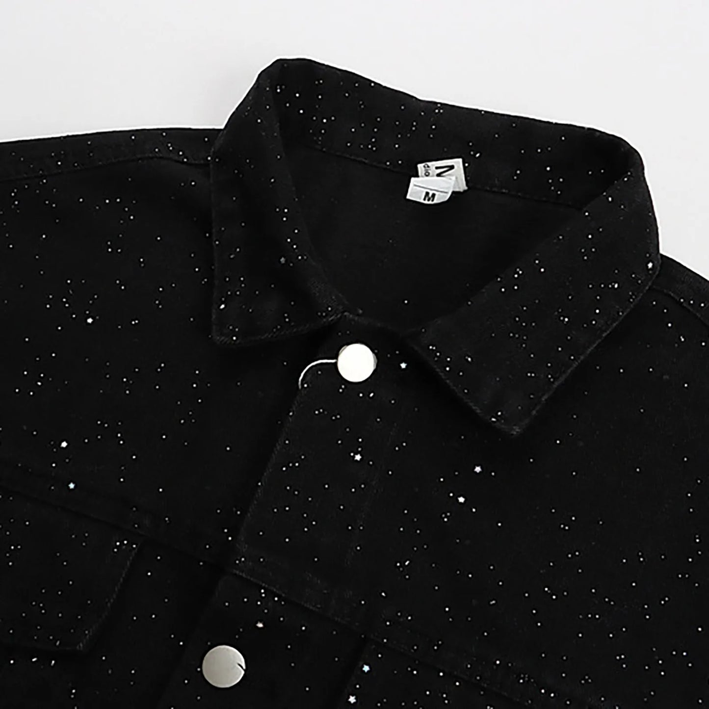 Men‘S Denim Jacket Cowboy Retro Cotton Denim Coat Spring Loose Fit Jeans Jacket Outerwear Starry Sky Vintage Couple Denim Jacket