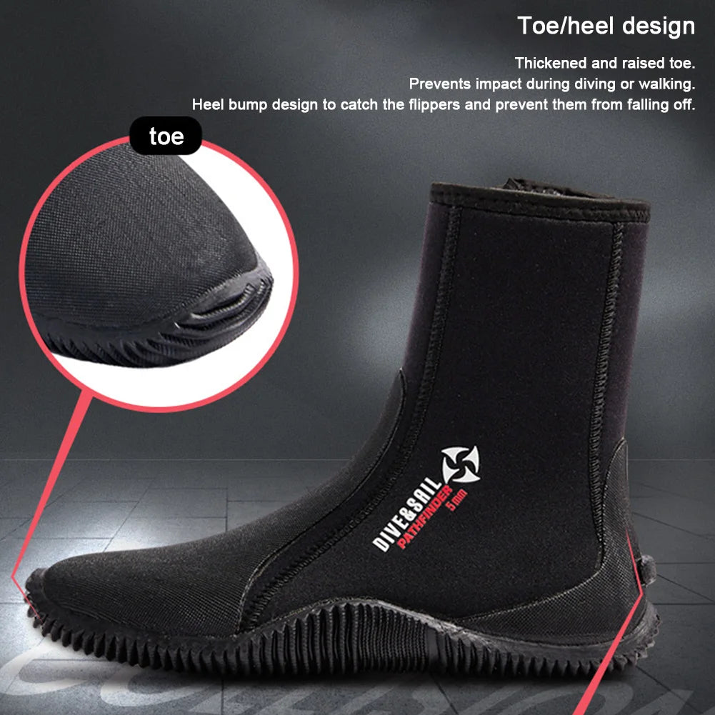 Neoprene Diving Boots Scuba Diving Boots Lightweight 5mm Surfing Snorkeling Diving Boots for Diving Snorkeling Surfing