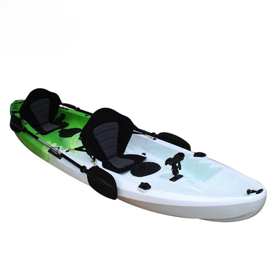 Double Seater 2 Person Kayak for Fishing Surfing with Paddle Plastic Sit on Top Kayak Rowing Boats 2 Fishing Rod Racks