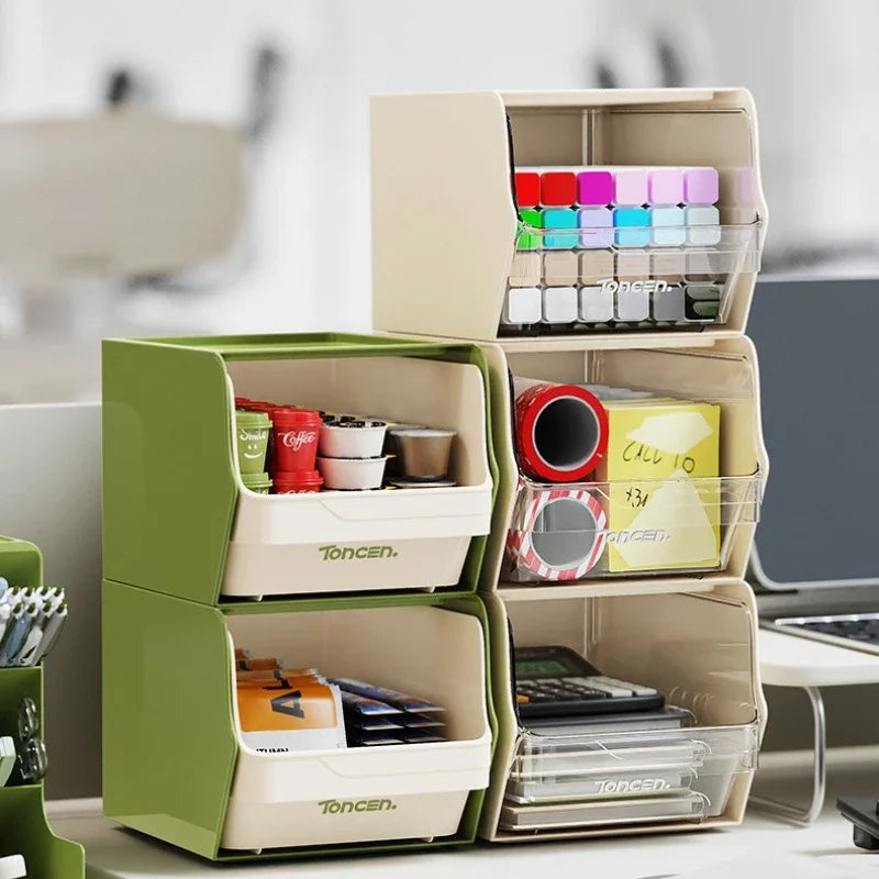 Household storage box storage snack rack can be stacked office pantry multi-functional coffee tea bag storage rack