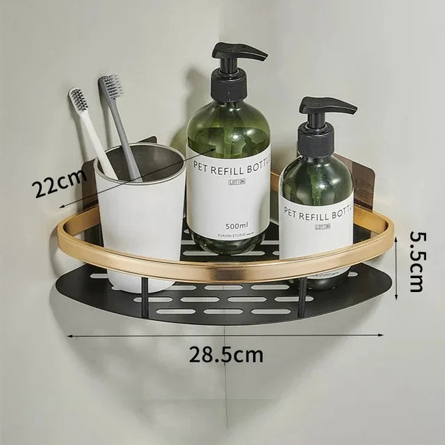 Bathroom Shelf Makeup Storage Organizer Aluminum Alloy Shampoo Rack Shower Shelf Bathroom Accessories No Drill Wall Shelf