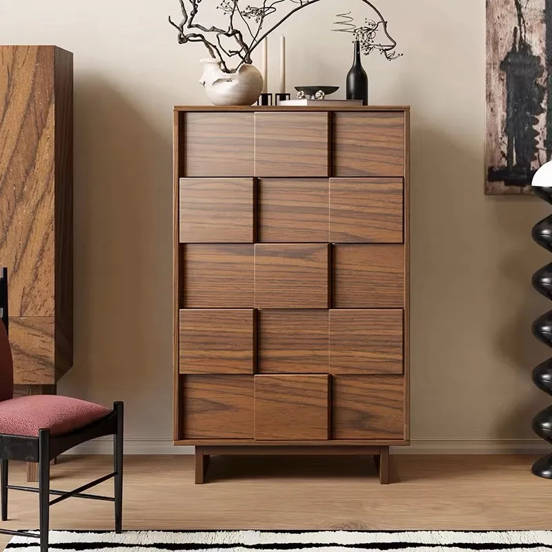 Mid Century Solid Wood Sideboard 80CM Wooden Living Room Furniture Large Storage Space Cabinet Apartment Wooden Chest Of Drawers