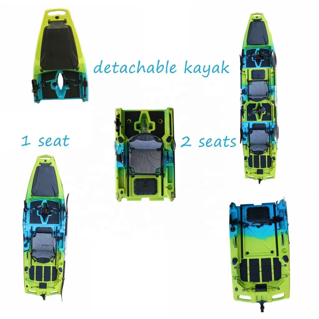 Vicking Detachable 3 Section 4.2 Meter 2 Person Tandem Pedal Fishing Kayak with Drive Supports Custom Colors and Logos