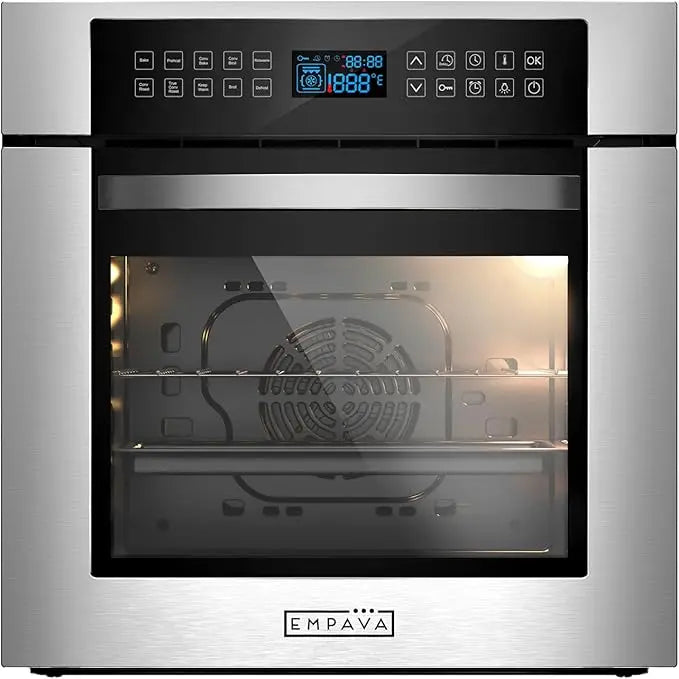 Empava 24" 10 Cooking Functions W/ Rotisserie Electric LED Digital Display Touch Control Built-in Convection Single Wall Oven
