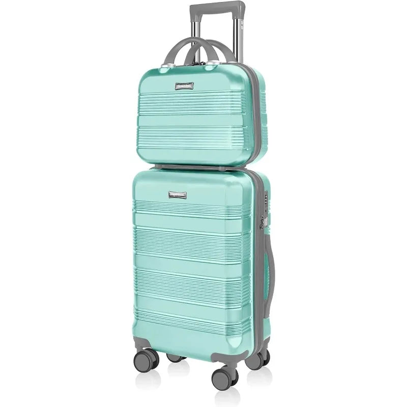 Carry On Luggage 22x14x9 Airline Approved, Hard Case Luggage Sets 2 Piece, PC+ABS Small Luggage Suitcase with TSA Lock & Spinner