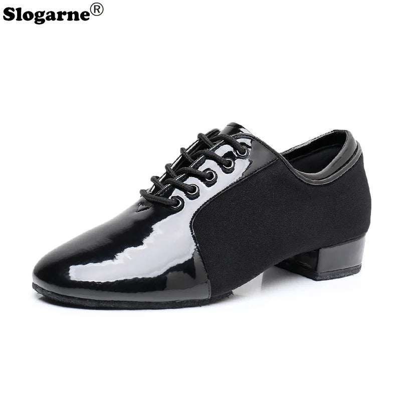 2025 Men New Modern Dance Shoes  2.5cm Heels Male Oxford Fabric Latin Shoes Breathable Soft Boys Social Ballroom Dance Footwear