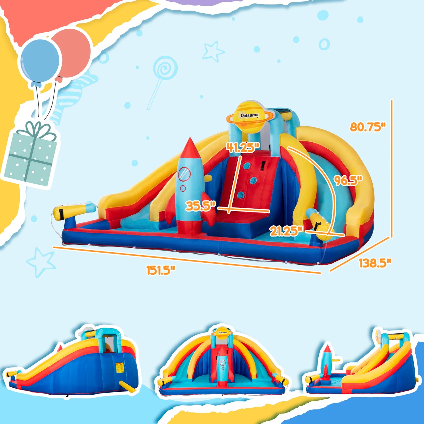 5-in-1 Backyard Inflatable Pool Large Outdoor Game for Birthday Party Activities