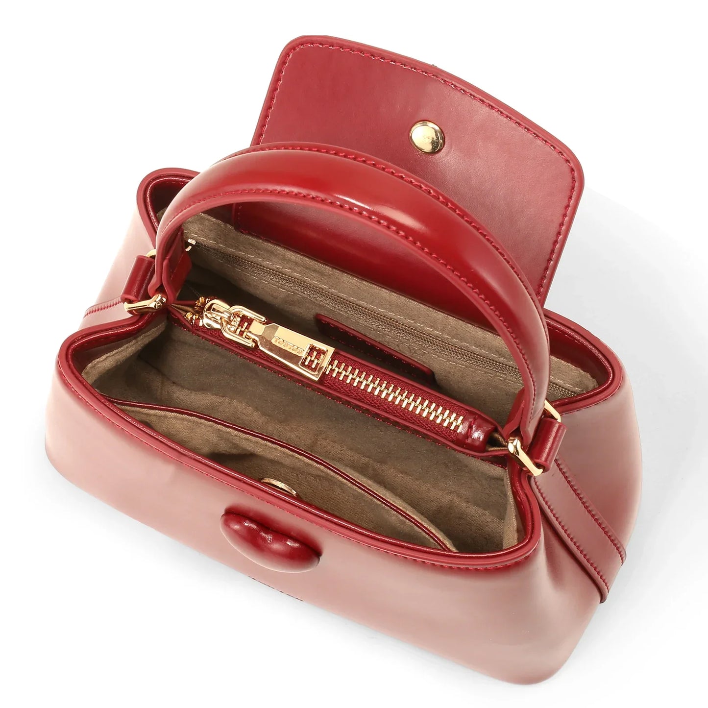 TOUTOU Women Handbag with Adjustable Strap Cowhide Wedding Bag Female Brides Daily Commuting Love One Shoulder Crossbody Red Bag