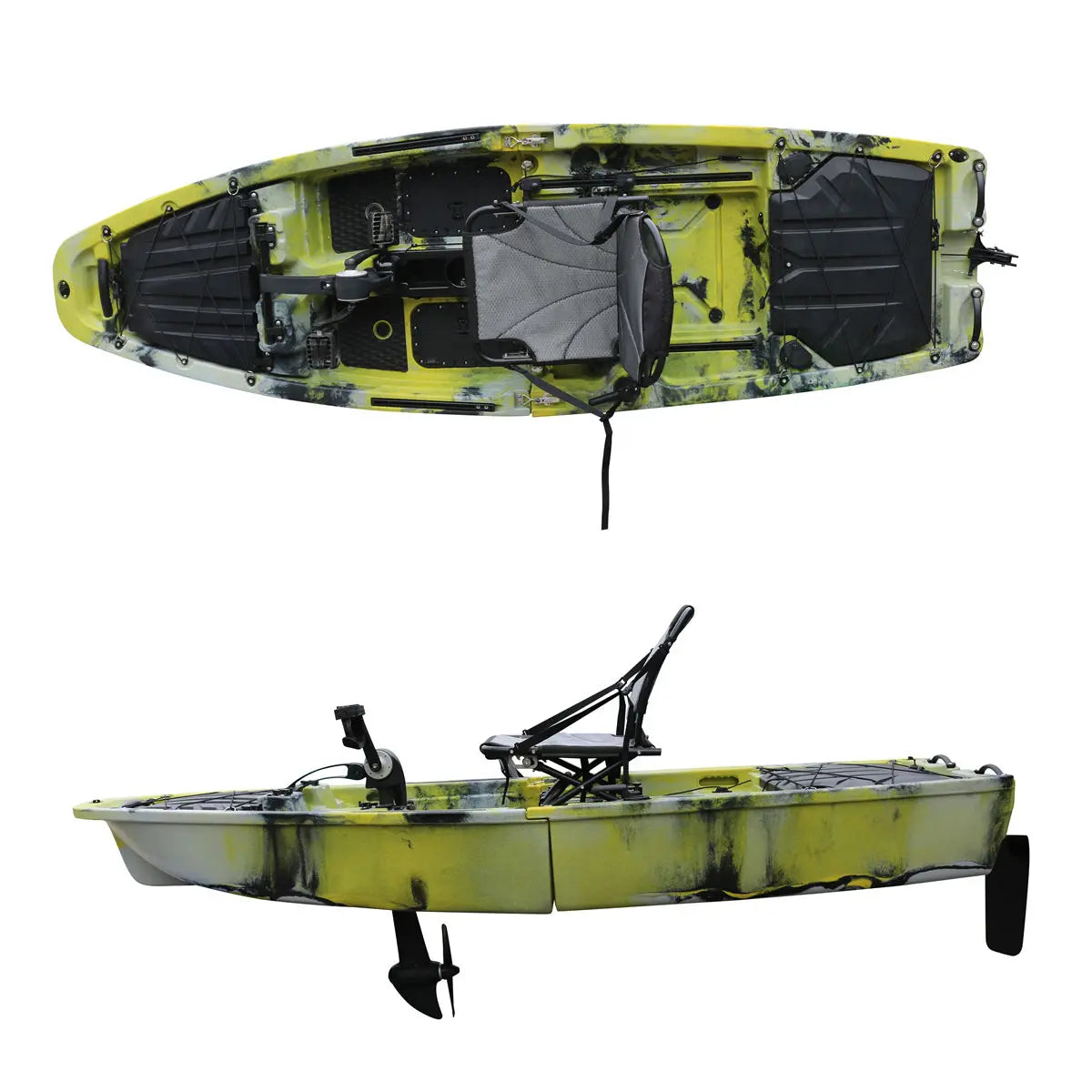 14.4FT Modular Kayak VK-46 2-Person Foot Pedal Fishing Kayak Detachable Motor for Lakes