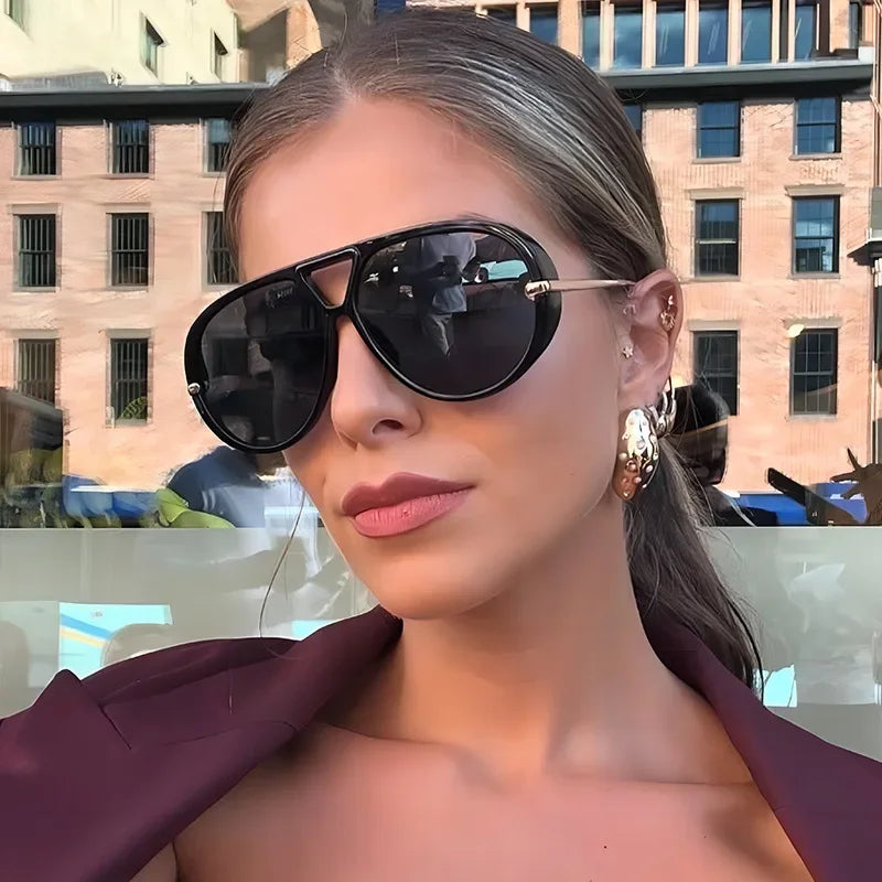 New Fashion Round Sunglasses For Women Men Retro Luxury Designer Double Bridge Frame Sun Glasses Shades UV400 Eyeglasses