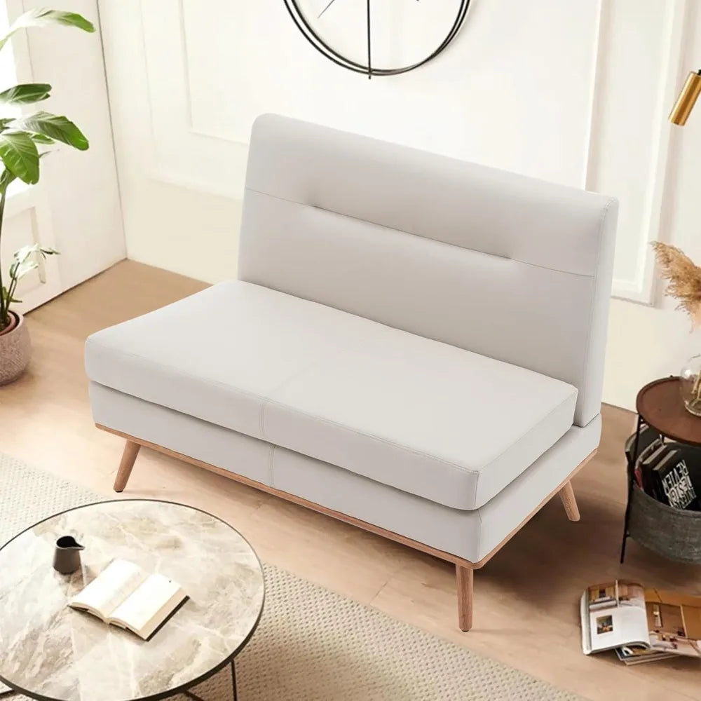 Upholstered Settee Bench with Back Small Loveseat Sofa Faux Leather Dining Bench Banquette Seating for Kitchen Dining