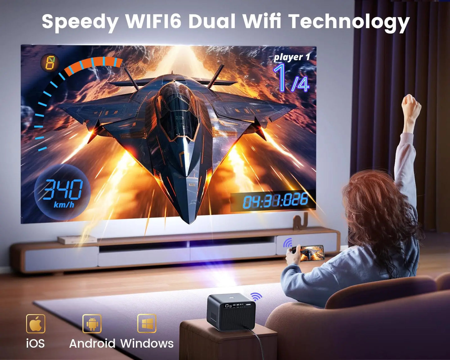 Projector 4K WiFi 6 Bluetooth Support Dolby 30000Lumens Auto Focus/Keystone Netflix Certified Full Hd 1080p Native Home Theater