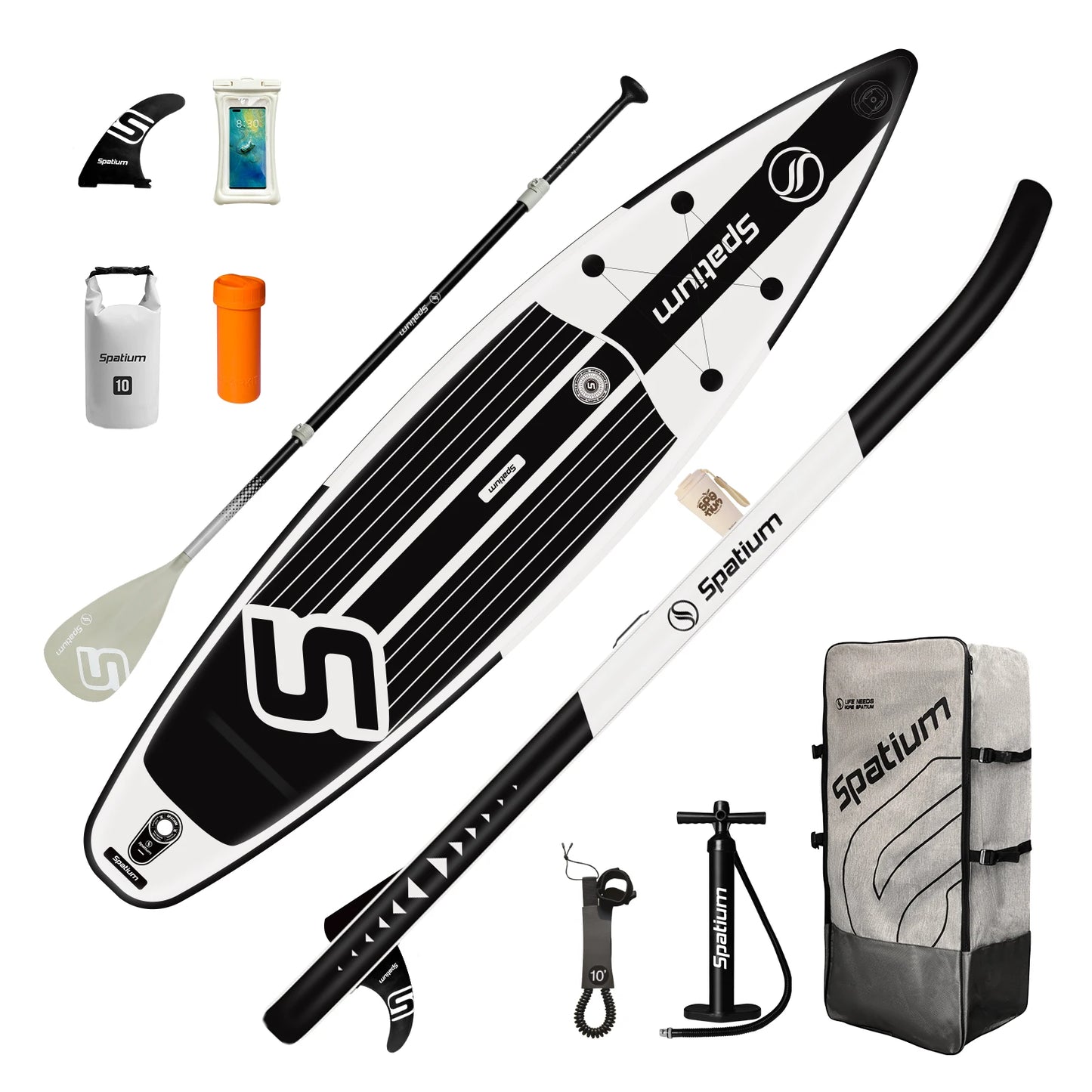 Spatium Inflatable Stand Up Paddle Board with Premium SUP Paddle Board, Wide Stable Design Non-Slip Comfort Deck for Fishing