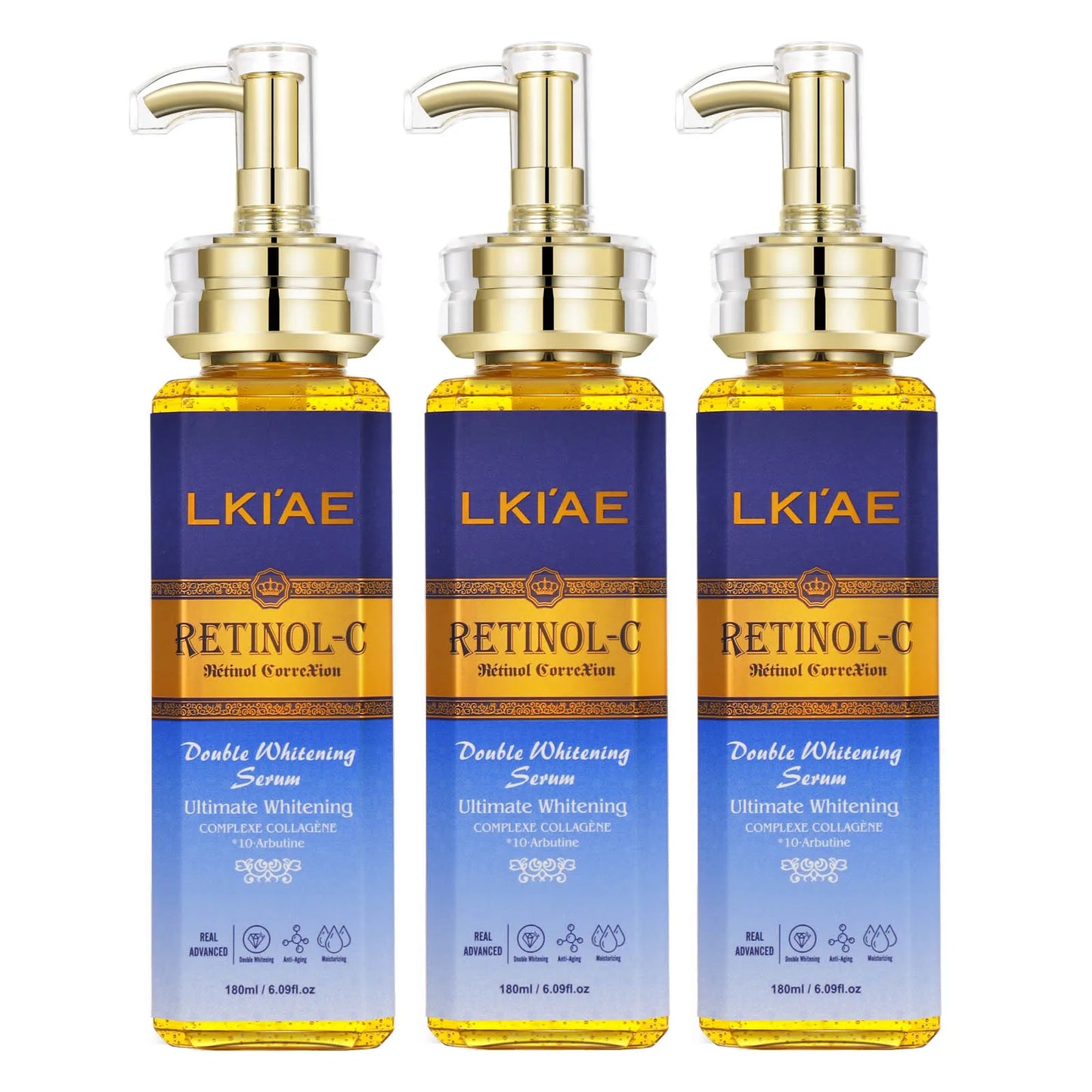 LKIAE Real Retinol Whitening Skin Care Set, Moisturizing, Reduce Wrinkles, Dark Spots, Anti-Aging, With Collagen, Snail Extract