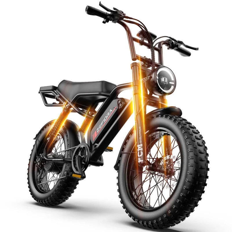 ZEFIORA V12 snow electric bike 20 inch 800W Peak Motor 25MPH 30 Miles 48V Free Local Shipping Certified Ul2849 Factory Original