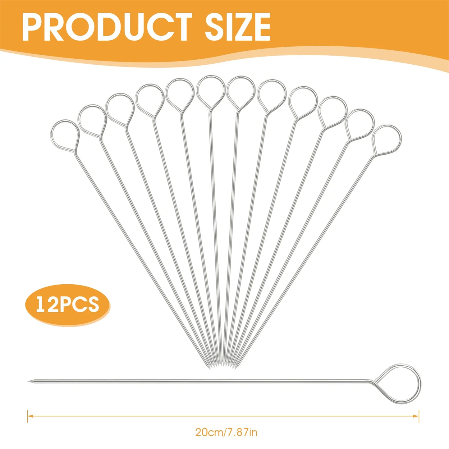 10/12pcs Stainless Steel Barbecue Skewer Reusable BBQ Kebab for Outdoor Camping Picnic Tools Cooking Tools Kitchen Accessories
