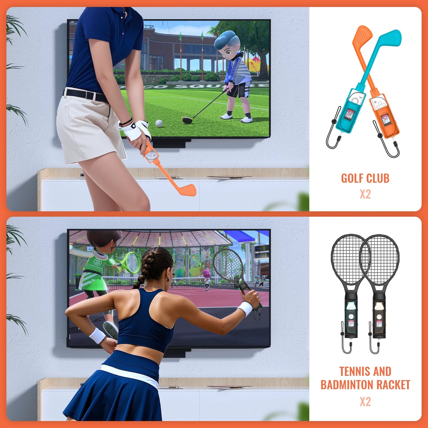 Sports Game Accessories For Switch 2 12 In 1 Tennis Racket Golf Club Leg Strap Sword Set for Switch Sports Games Sports Party