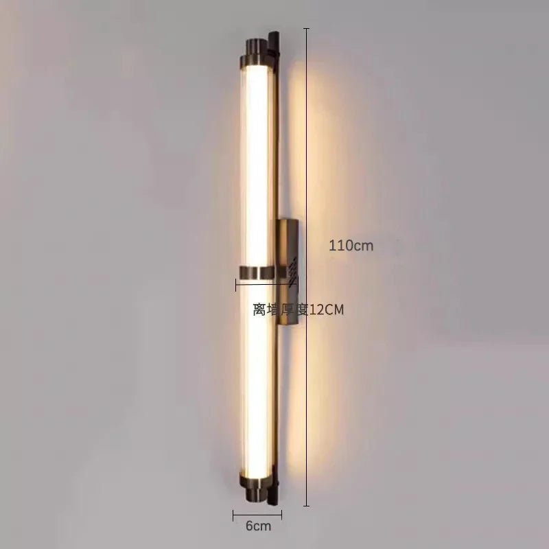 Long Glass Wall Lamp Indoor Decorative Modern LED for Bedroom Bedside Living Study Room Corridor Home Lights Lighting