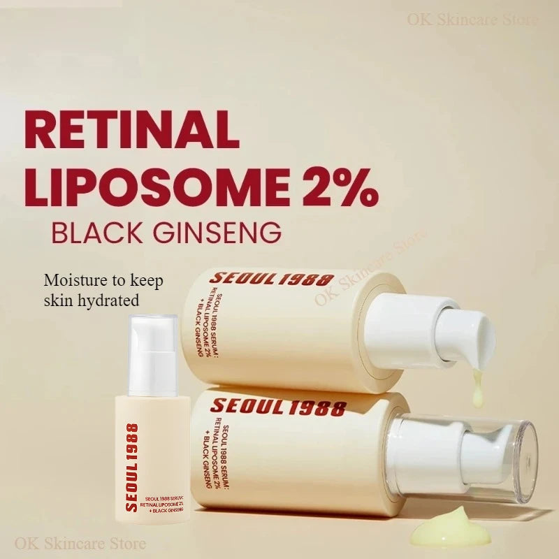 Korean SEOUL 1988 Vita C Retinol Set Face Ginseng Essence,Eye Cream and Snail Rice Cream Lifting Moisturizer Skincare 3pcs Sets