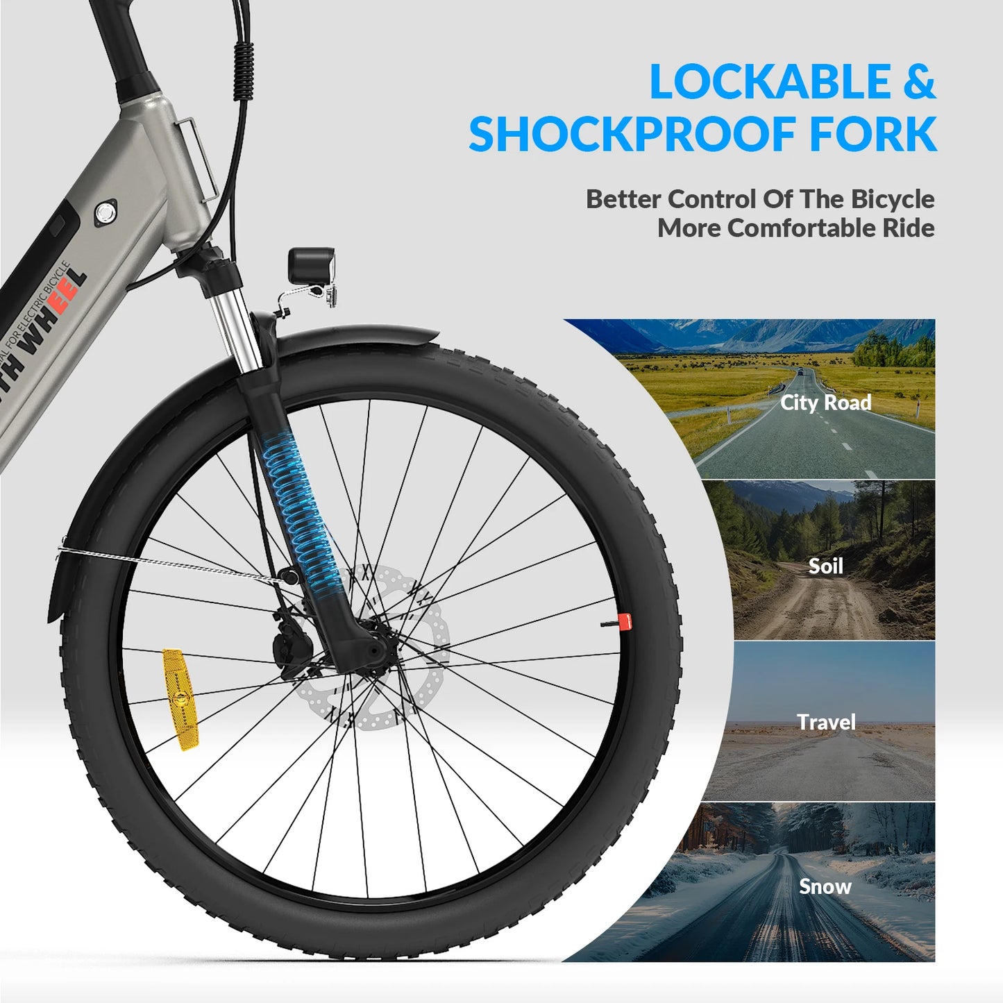 5TH WHEEL AB18 Electric Commuter Bike for Adults, 26-Inch E-Bike with 700W Peak Motor, 31-40 Miles Range, 36V 10.4AH