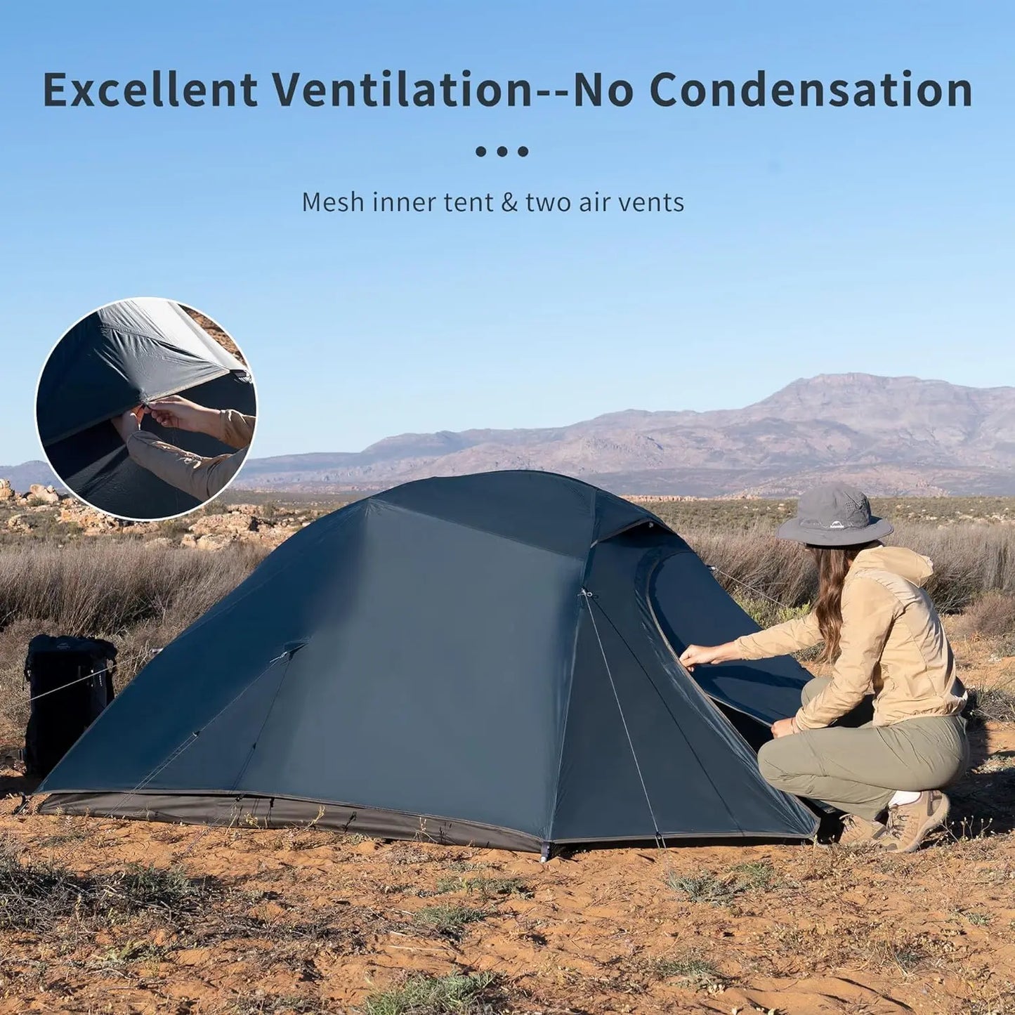 Cloud-Up 3 Person Tent Lightweight Backpacking Tent with Footprint - 3 Season Free Standing Dome Camping