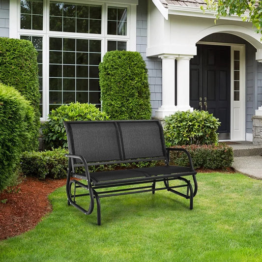 2-Person Outdoor Glider Bench,  Patio Double Swing Gliding Chair Loveseat ,  Porch, Backyard and Poolside