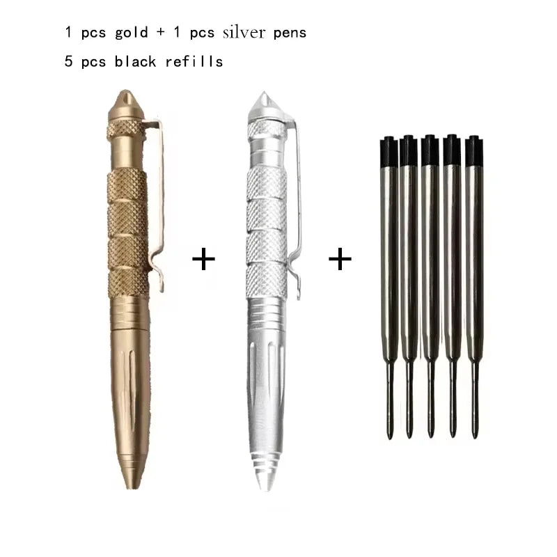 2 PCS Defence Tactical Pen Aviation Aluminum Anti-skid Military Tactical Pen Glass Breaker Pens Selfe Defence EDC Outdoor Tools