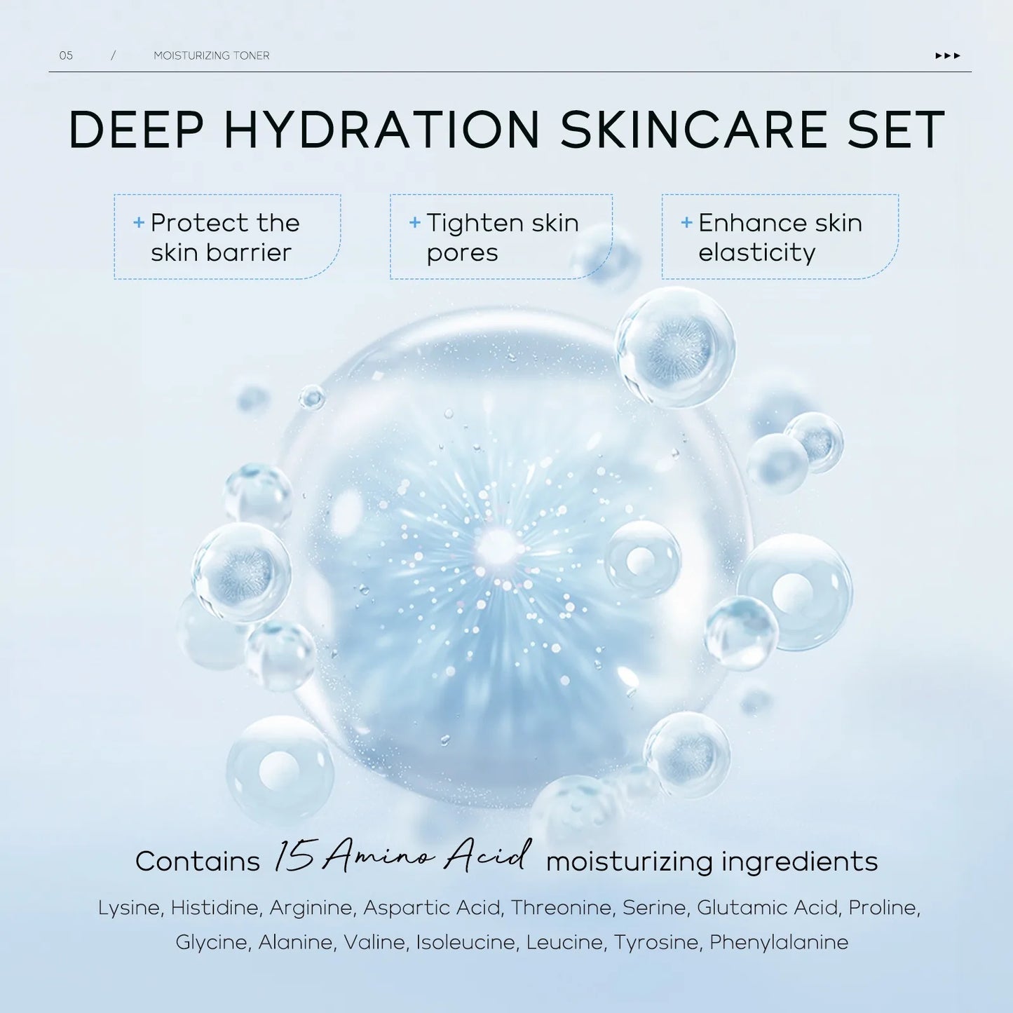 Sodium Hyaluronate Facial Hydration Set Serum Face Cream Cleanser Eye Cream Toner Moisturising Firming Anti-Wrinkle Skin care