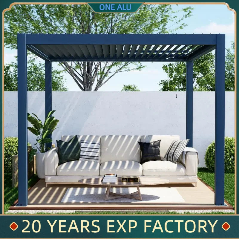 10x13ft,3x4m Aluminum manual flip Louvered Pergola 6063 T5 aluminum  reversible roof  for outdoor garden house