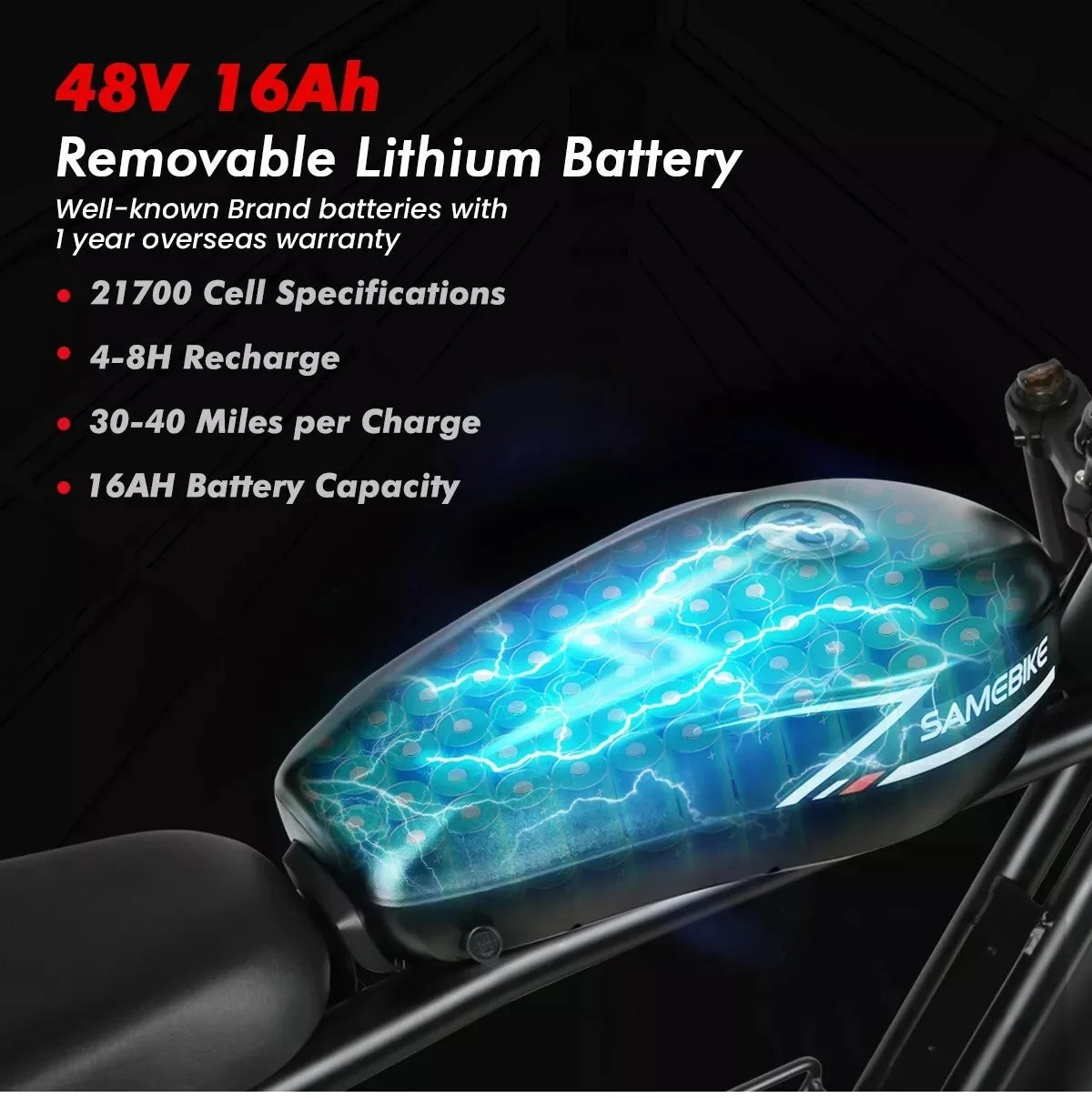 SAMEBIKE M20 Electric Mountain Bike 20" 48V16AH Battery 1200W Motor 45km/h Motorcycle Style 4.0 Fat tyre E-bike Moped