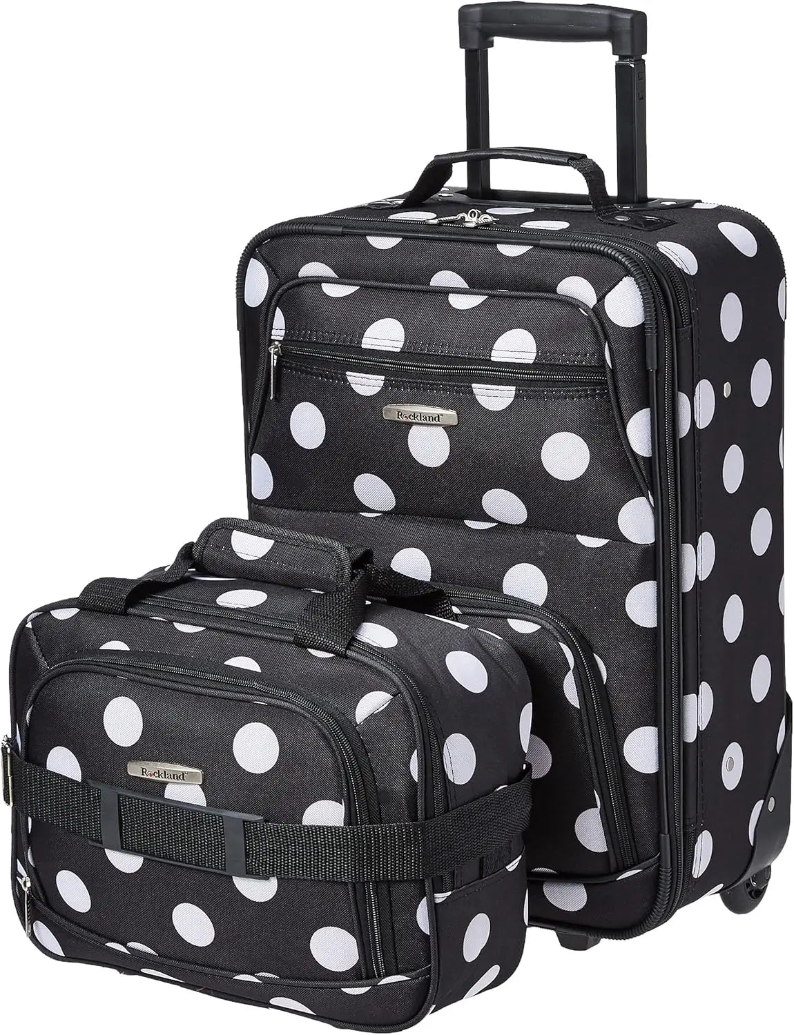 Rockland Fashion Softside Upright Luggage Set, Expandable, Pink Dots, 2-Piece (14/19)