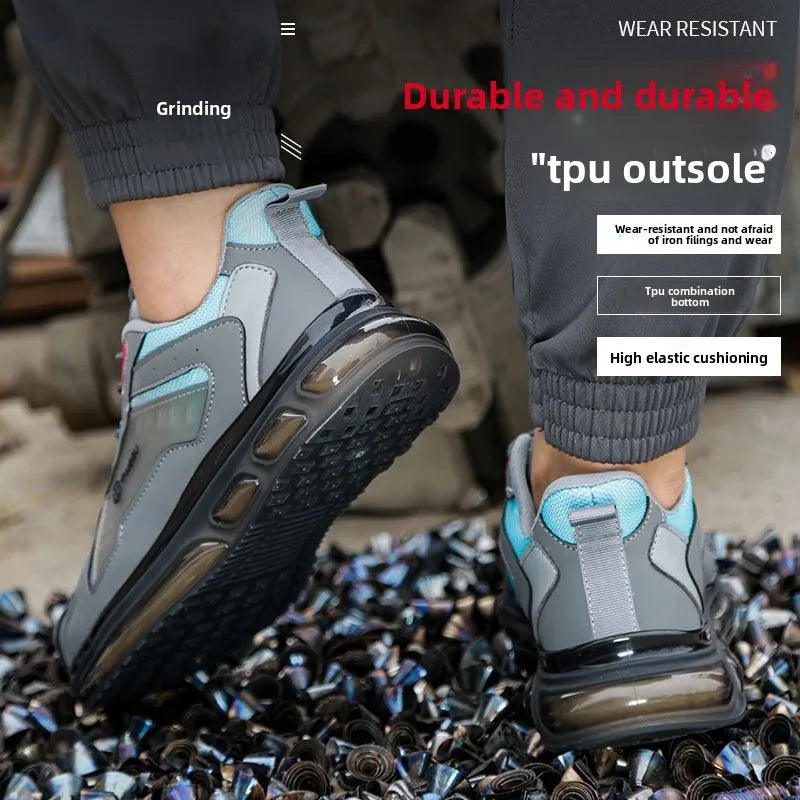 Men's Safety Shoes Steel Toe Soft Soled Women Male Sneakers Lightweight Air Cushion Working Footwears Protection Anti Smashing