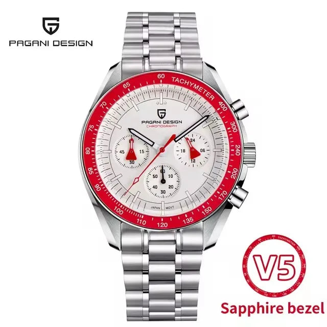 PAGANI DESIGN V4 New Quartz Men's Automatic Date Speed Chronograph Sapphire Mirror Sport Waterproof Watch All Steel VK63 Watches