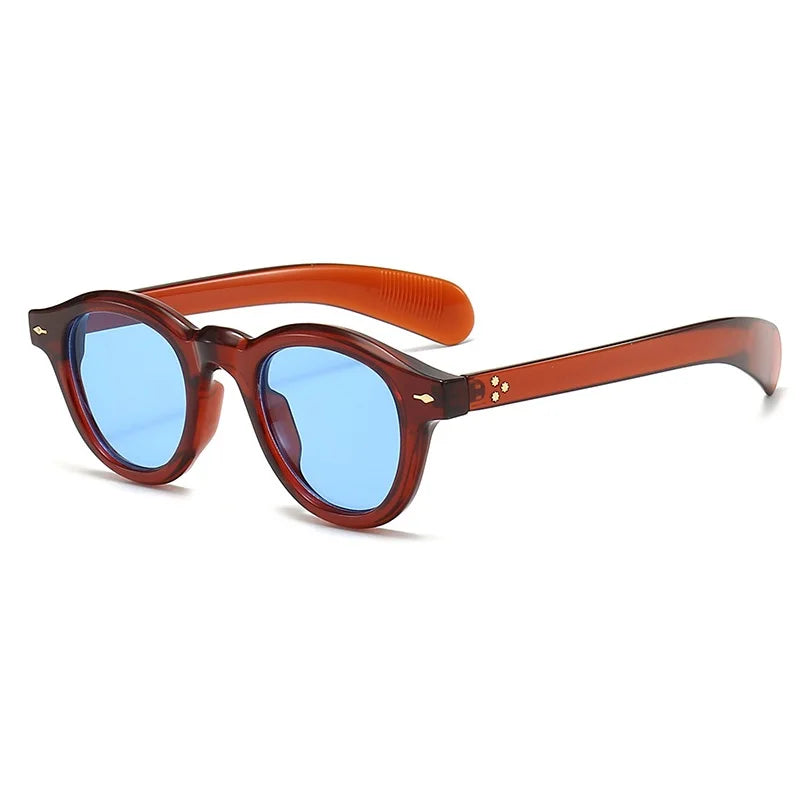 Fashion Small Round Sunglasses Women Retro Clear Ocean Lens Shades UV400 Men Rivets Punk Sun Glasses