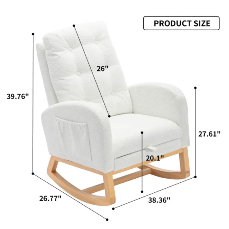 Accent Chair With Footrest High Back Rubber Wood Rocking Legs Bedroom Living Space 26.77D 38.36W X 39.76H Inch  Living Space