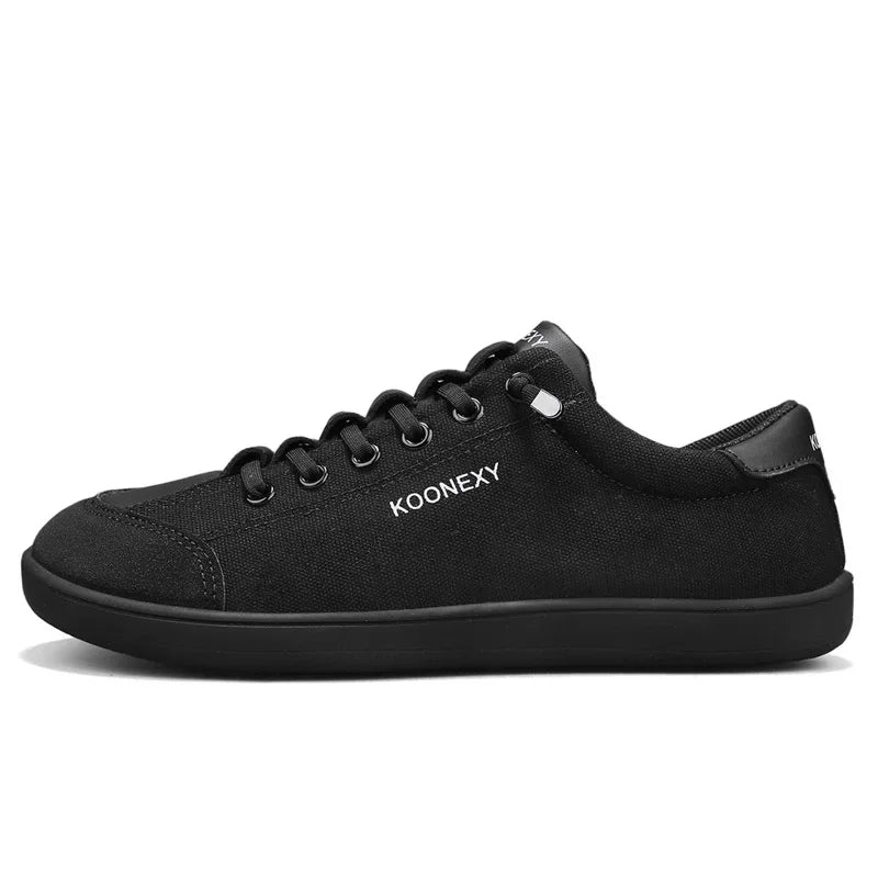 Mens Wide Toe Barefoot Shoes Unisex Canvse Casual Sneakers Lightweight Adjustable Slip on Walking Shoes for Male Zero Drop Flats