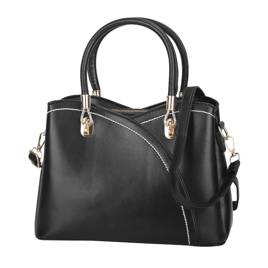 Women Handbags Chic Tote Bags for Ladies Mediumsized Leather Satchel Crossbody Bag with Stylish Stitching Detachable Strap