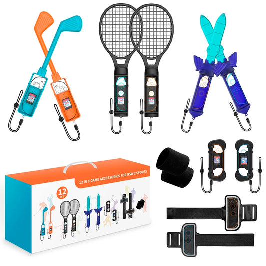 Sports Game Accessories For Switch 2 12 In 1 Tennis Racket Golf Club Leg Strap Sword Set for Switch Sports Games Sports Party