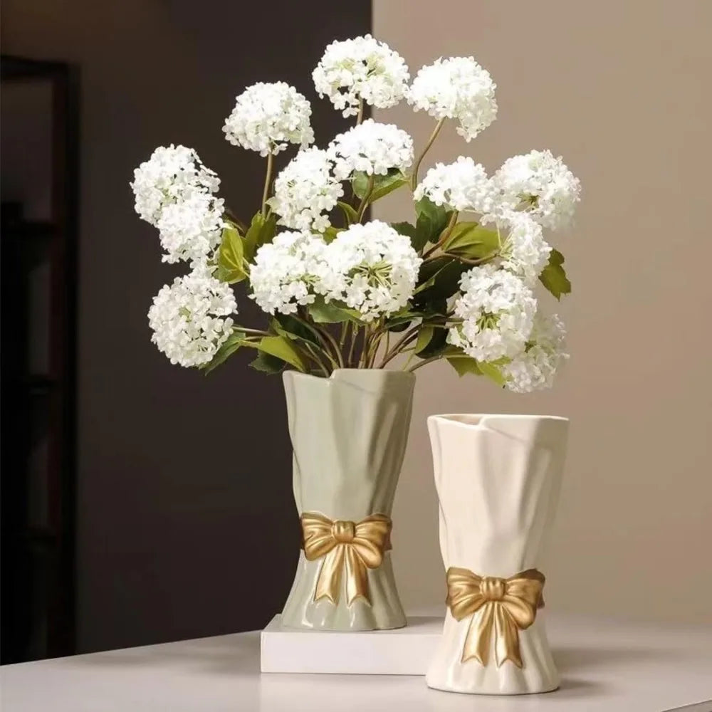 Bow vase, white vase for home décor, white ceramic vase for bohemian style