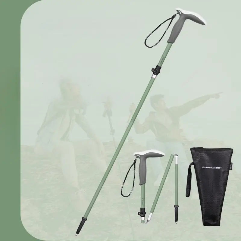 Ultralight folding trekking pole with external lock telescopic carbon fiber hiking cane climbing crutch outdoor equipment