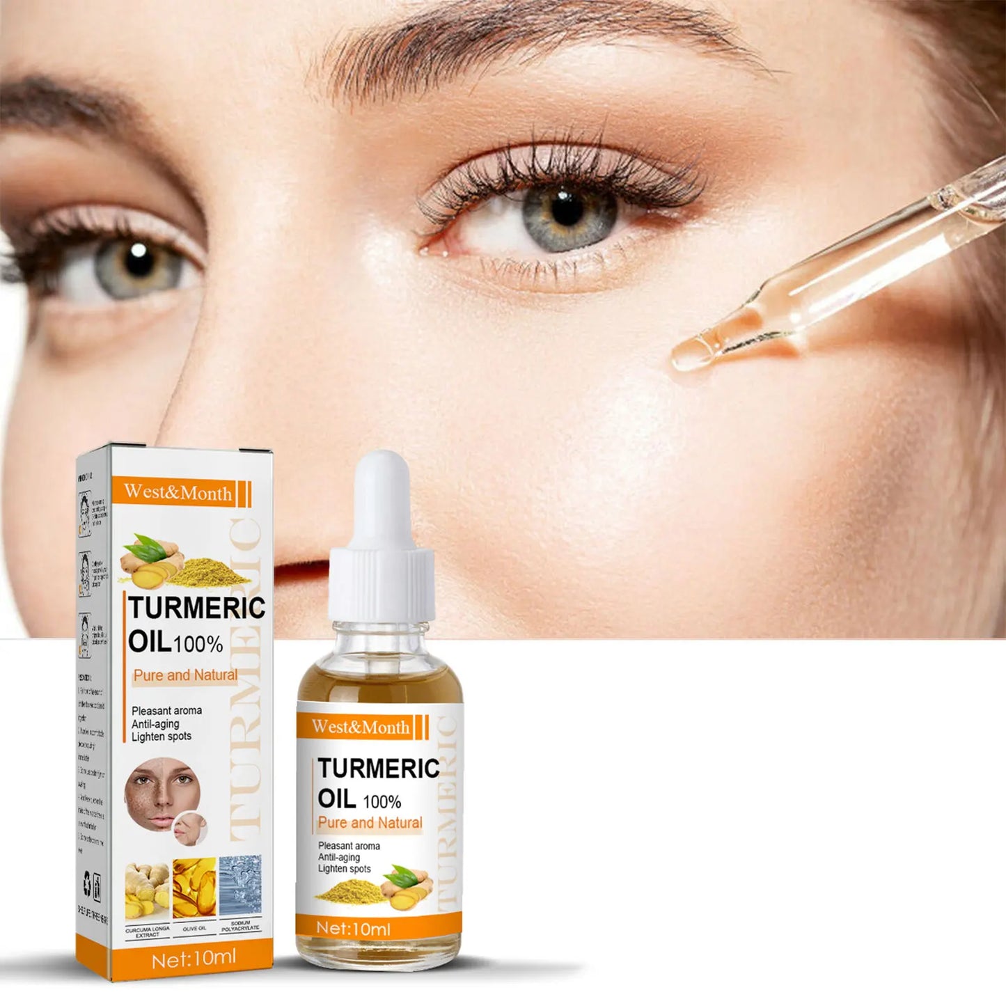 Turmeric Essence Oil Firming Tightening Fade Fine Lines Brighten Skin Tone Remove Melanin Deeply Moisturizing Facial Serum Oil