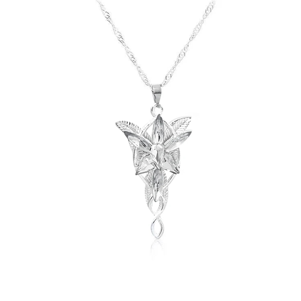 The Lord of the Rings Necklace Elf Princess Arwen Twilight Star Crystal Pendant Necklaces for Women Choker Jewelry Gift
